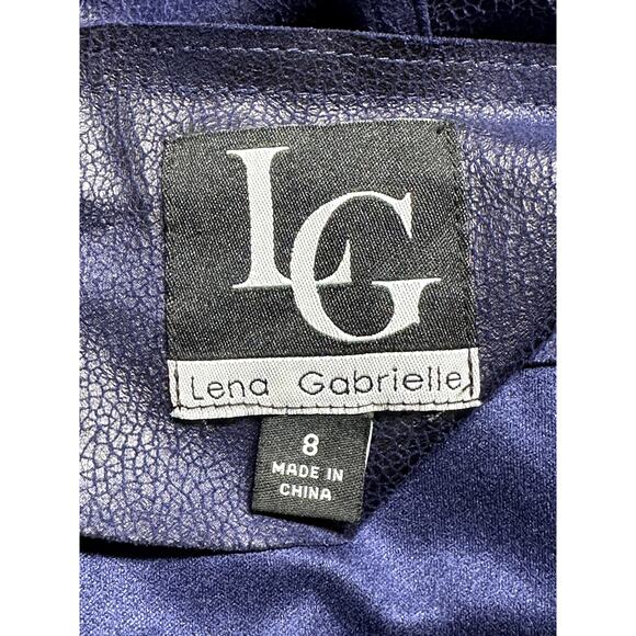 Lena Gabrielle Jacket Womens 8 Navy Open Front Draped Moto Date Nite Grunge - Picture 7 of 9